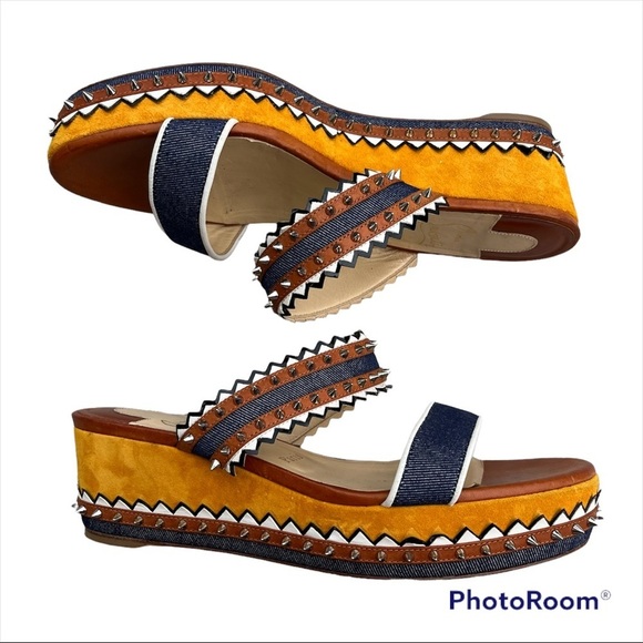 Christian Louboutin Multicolor Wedge Sandals - Picture 1 of 9